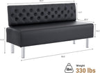 OmySalon Waiting Room Bench with Back, 58.6’’ Office Guest Chair Upholstered Reception Seating, Lobby Furniture for Beauty Salon Barbershop Airport Bank Hall Room Conference, Button Tufted, Black