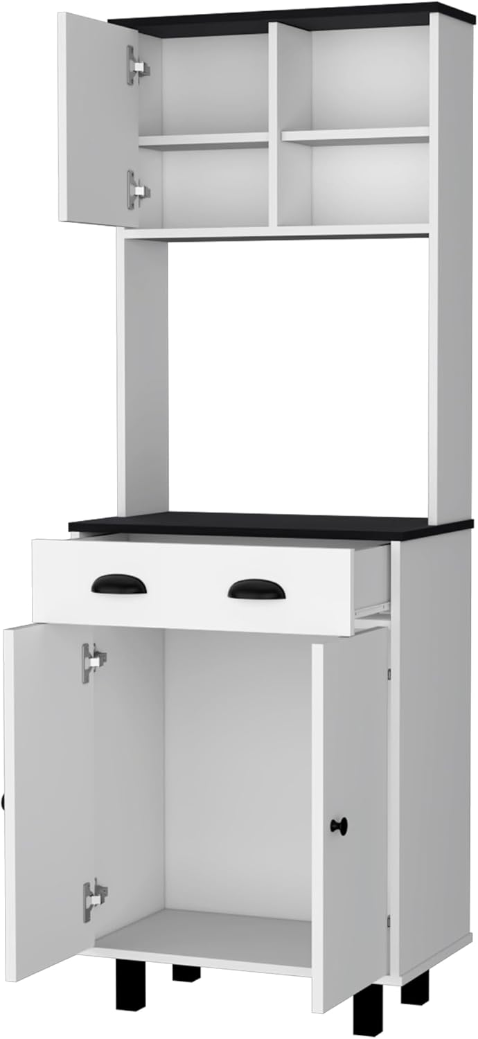 White and Wengue 1-Drawer Kitchen Pantry,Buffet Kitchen Sideboard,for Kitchen,Dining Room,13.7 * 23.6 * 66.5