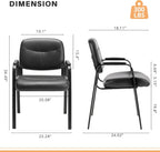 Office Guest Chairs, Leather Stationary Waiting Room Chair No Wheels, Reception Chairs with Padded Arms for Conference Room Lobby Table Computer Desk Elderly Desk Side Salon