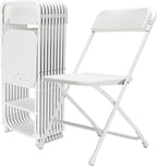 Folding Chair10 Pack,White Folding Chairs for Party Events Wedding Office Indoor Outdoor,Portable Plastic Stackable Commercial Seat with Steel Frame Capacity for 350lb