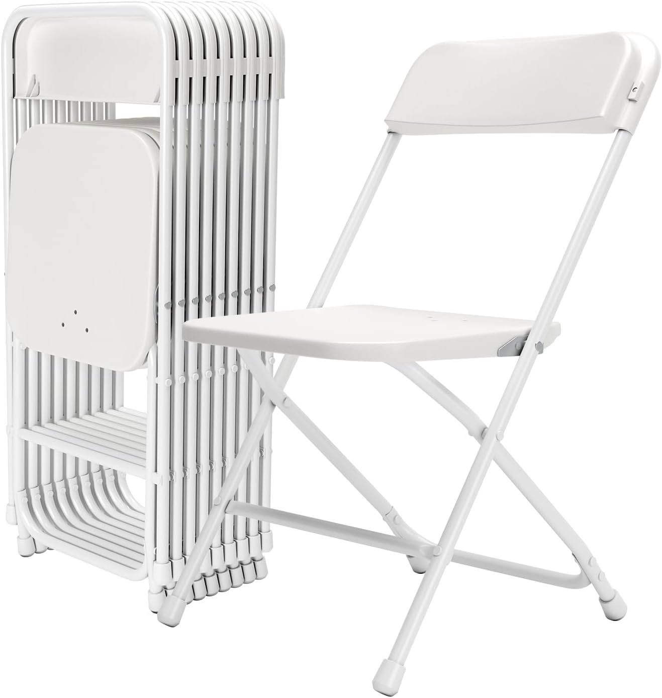 Folding Chair10 Pack,White Folding Chairs for Party Events Wedding Office Indoor Outdoor,Portable Plastic Stackable Commercial Seat with Steel Frame Capacity for 350lb