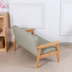 Double Seater Kid Sofa Chair, Kid Couch with Solid Wood Arm and Linen Pattern PVC for Kids Rest (Light Grey)