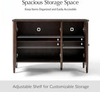 HULALA HOME Solid Wood Sideboard Cabinet with Storage, 47" Sideboard with Arched Doors & Adjustable Shelves, Media Console, Transitional Buffet Cabinet, Auburn