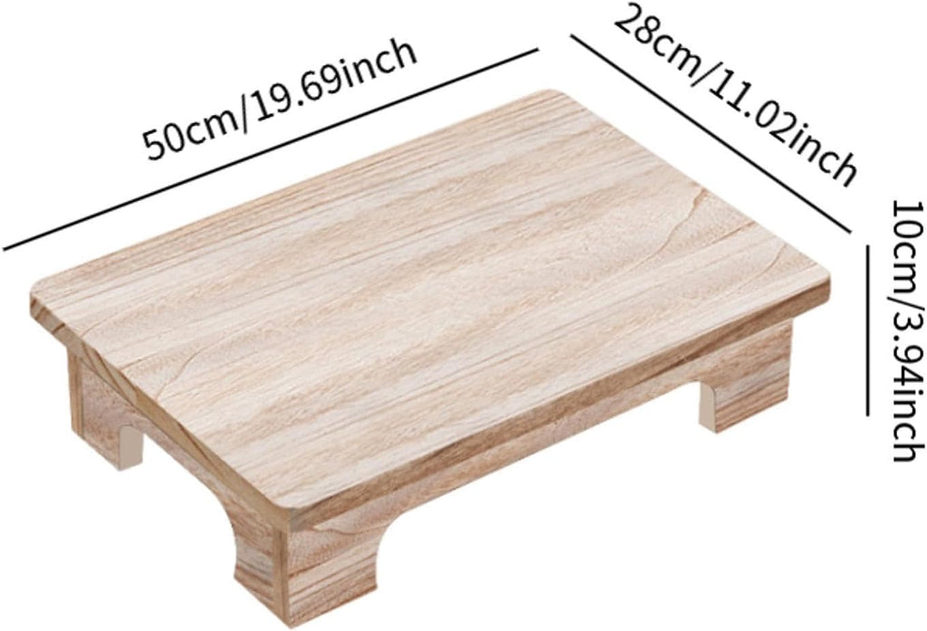 Low Wooden Tea Table, Elegant, Stable, Minimalist Stool, Lightweight Floor Table, Compact for The Windowsill in The Room, Wood Color, 50x28x10cm