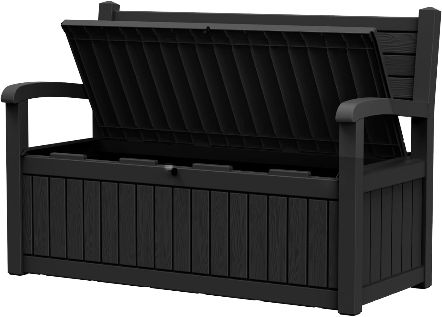 AmaVins 70 Gallon Outdoor Storage Bench Deck Box, Waterproof Lockable, Outdoor Storage Furniture for Patio, Garden, Porch (Black)