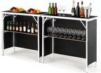 VEVOR Folding Portable Bar Table, 2 pcs, 38.6 x 15.2 x 34.3 in, with Carry Bag, Storage Shelf, Detachable Skirt, Quick and Easy Setup, Foldable Mobile Bartending Station for Events, Party, Tradeshow