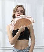 8.27"(21cm) Hand Held Bamboo Silk Folding Fan Foldable Hand Fan,Chinese/Japanese Charming Elegant Vintage Retro Style,Women Ladys Girls Best Gifts，Brown