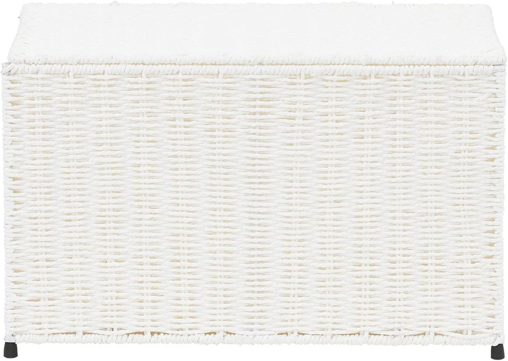 Household Essentials Arctic White Woven Paper Rope Chest with Iron Accents