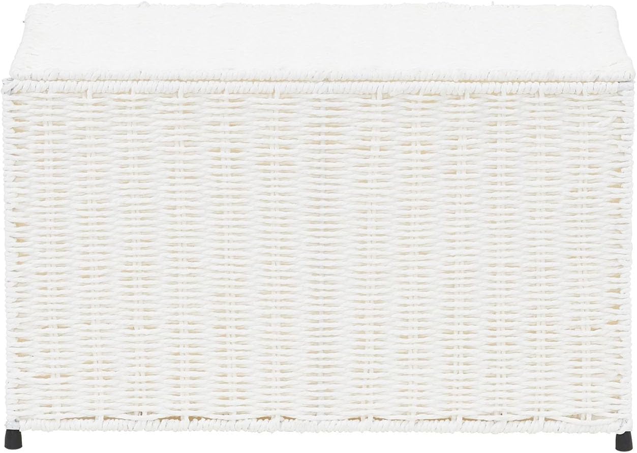 Household Essentials Arctic White Woven Paper Rope Chest with Iron Accents