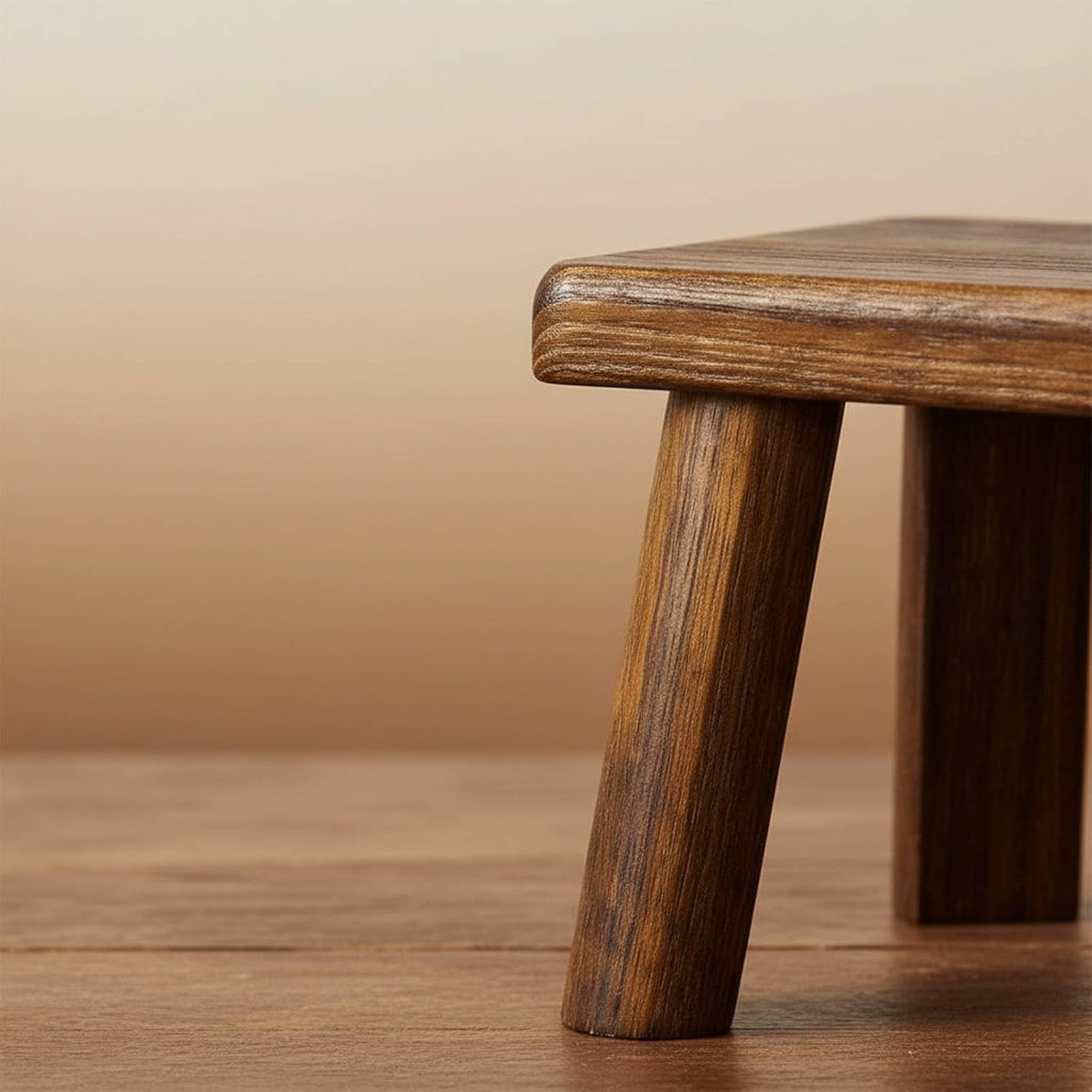 Wooden Square Stool Smooth Finished Wooden Footstool Easy to Wipeable Stool for Kids, Tall Solid Wood Stool