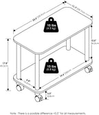 Modern End Table with Wheels 2 Tier Rectangular Side Table with Lockable Casters White Rolling Nightstand for Living Room Bedroom Small Spaces