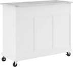 Crosley Furniture Avery Rolling Kitchen Island Storage Cart with Shelves, Microwave Stand, Coffee Bar, Distressed White