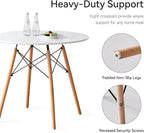 5-Piece Round Dining Table Set, Small 35.5" Kitchen Table Chairs Set of 4 Space Saving Furniture, Plastic Seats, Solid Wood Legs, for Living Room Apartment Office Home, White