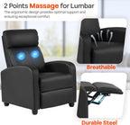 FDW Recliner Sofa Massage Chair Home Theater Seating with Lumbar Support and Padded Backrest for Living Room and Bedroom (Leather, Black)