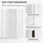 Short Room Divider 3 Panel, 51" H Modular Detachable Wall Partition, Louver & Solid Wood Privacy Screen for Clutter Concealing, Small Space Division for Home Office, White