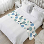 Abstract Geometric Bed Runner Bedding Decorative Scarf for Fits Cal King Bed, Farmhouse Vintage Polka Dot Teal Blue Luxury Fine Print Foot Throw with Satin for Hotels Homes, Guest Rooms, 102" x 20"