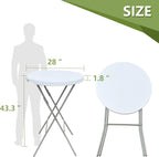 28in Cocktail Table, no Assembly Required, High Top Bistro Round Plastic Folding Table, Foldable Portable Bar Height Tables, Indoor Outdoor for Party Banquet Wedding Picnic Dining Camping, White