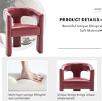 Modern Barrel Dining Chair, Comfy Faux Leather Upholstered Chairs with Open-Back, Assembled Vanity Chair, PU Leather Accent Chair Side Armchair for Dining Room, Kitchen, Living Room（Red）