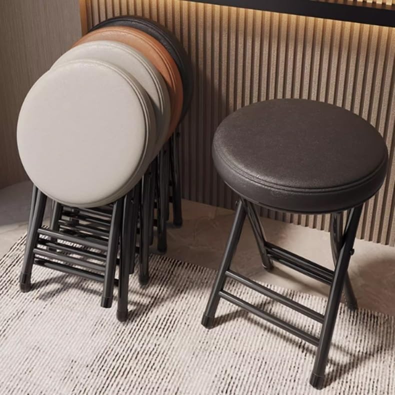 Folding Round Padded Stool Chair Portable for Dorm Kitchen Vanity Church Outdoor Use Blue(Green 1,1pcs)