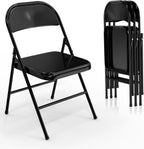 VINGLI Folding Chairs All Steel Metal Frame, Capacity 350 lbs, Durable Portable and Versatile for Indoor Outdoor Use, Black, Set of 4