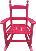 Kids Rocking Chair: Rose Red Populus Wood Construction - 110 LBS Weight Capacity for Children's Indoor & Outdoor Use - Balcony Porch Seating with Easy Assembly