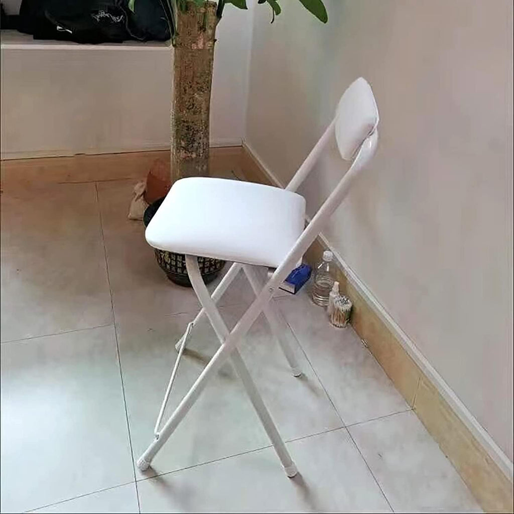 Home Folding Bar Stool with Backrest,Leather Padded Counter Height Foldable Stool,Portable Folding Stool Tall Bar Stools for Outdoor Kitchen Shop Cafe,1 PC ( Color : White , Size : Seat Height 25.5inc