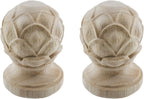 HEVSTIL Decorative Wooden Finials 2-Pack (3.54"x2.2") - Rustic Curtain Rod End Caps - Unfinished Turned Wood Spires for Bed Posts, Flagpole Toppers & Craft Projects