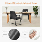 PU Leather Conference Room Chair, Tall Back Chairs with with Padded Arms and No Wheels, Guest Chair for Reception Waiting Room Black