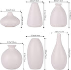Set of 6 Matte White Small Vases for Flowers, Ceramic Bud Vase Bulk Boho Centerpieces for Tables, Mini Short Vase Modern Bulk Wedding Centerpieces Ikebana Vases for Bridal Shower/House Warming Gift