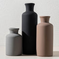 Ceramic Vase Set of 3, Modern Minimalist Neutral Home Decor, Boho Rustic Farmhouse Decorative Vases for Pampas Grass Dried Flowers | Table Centerpiece Entryway Mantel Bookshelf(Black Mix Set - Gray#2)