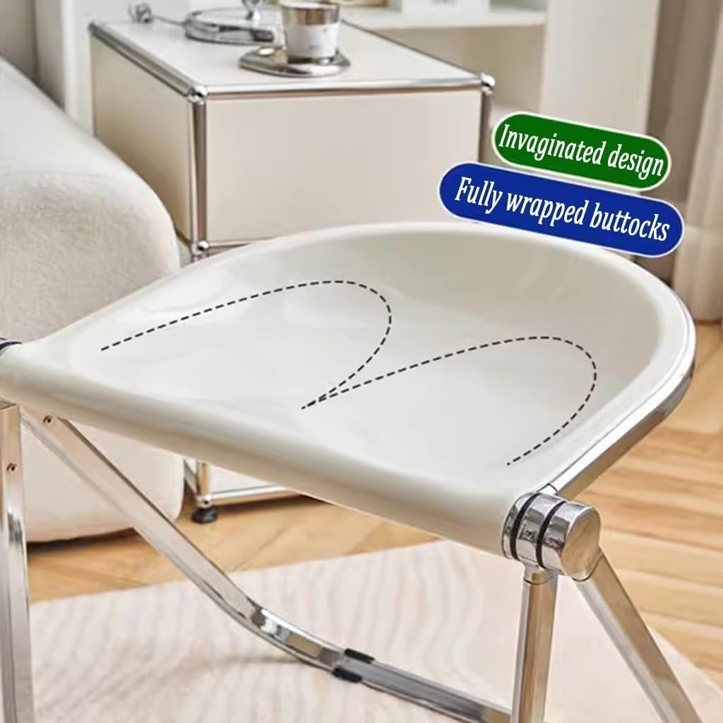 Acrylic Folding Chair Clear Dining Stool for Home Office and Outdoor Blue