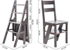 Solid Wood Folding Ladder Chair 4Step Library Ladder Convertible Step Stool Display Stand for Adults(Walnut)