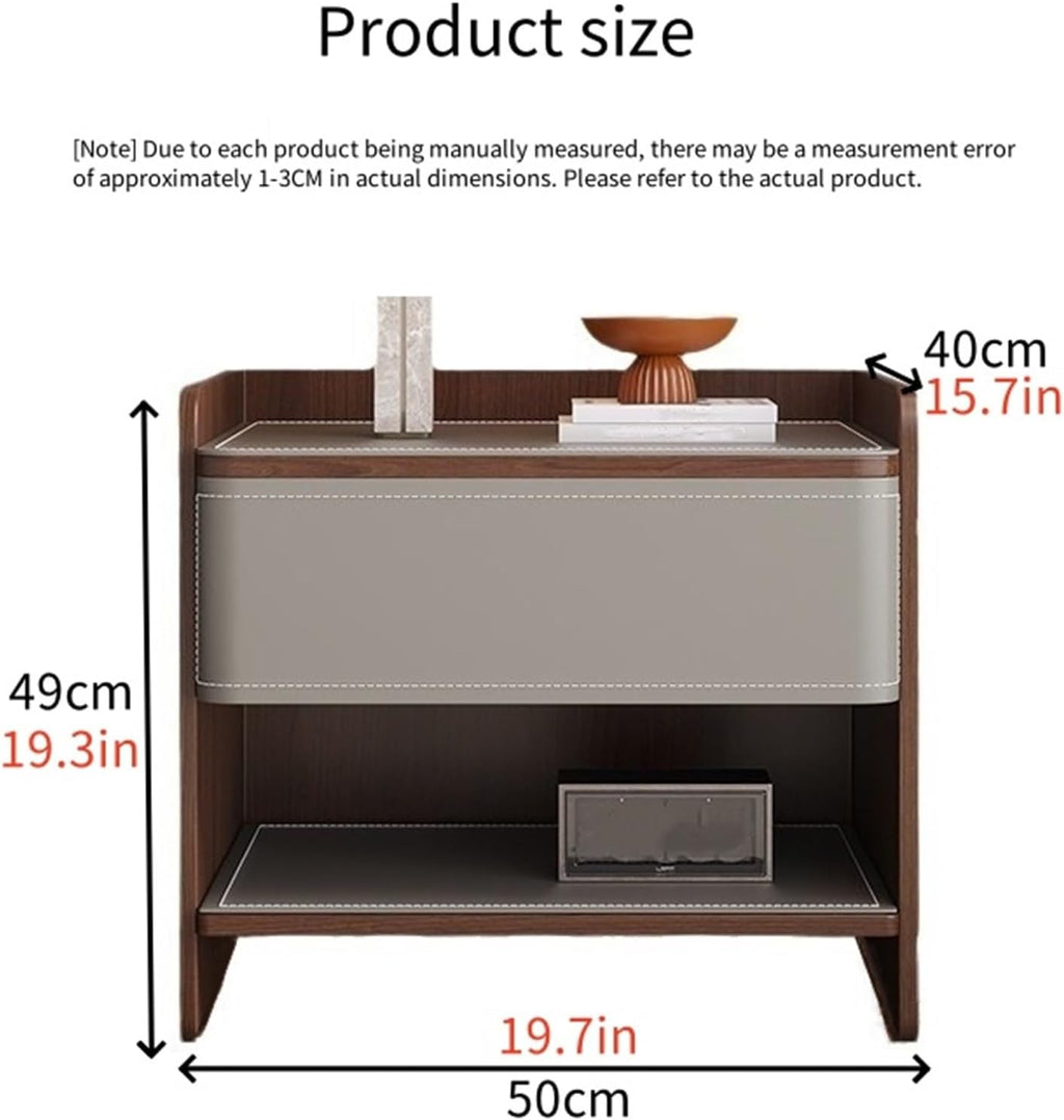 Modern Nightstands with Drawer and Open Storage Shelf Wooden Bedside Table End Table with Storage Sofa Side Table for Indoor Living Room Creative idea(Gray)