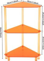 Acrylic Corner Side Table - 3 Tier Triangle End Table - Small Side Table for Living Room, Bedroom, Bathroom - 11.8'' L x 11.8'' W x 26 ''H, Orange