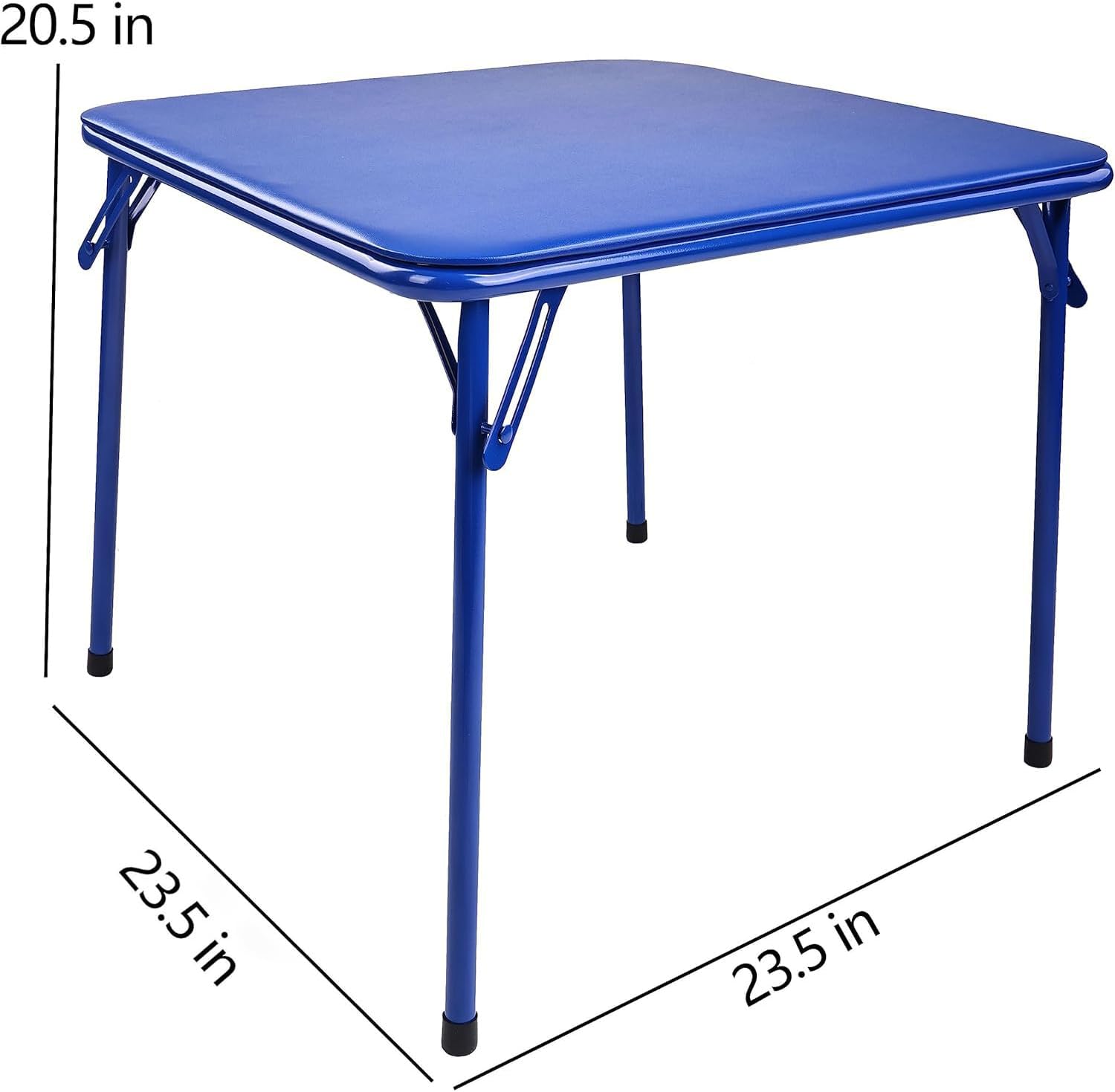 Peekabu Kids Folding Square Table Collapsible Legs Card Table with Padded Tabletop Small Foldable Toddler Activity for Indoor Outdoor, 23.5" W X 23.5" D X 20.5" H, Blue