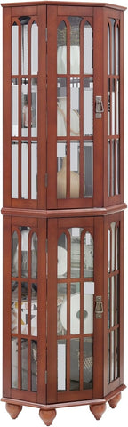 Pantry Sideboard Locker, Corner Curio Cabinet, with 4 Adjustable Tempered Glass Shelves and Lighting System,for Kitchen Home