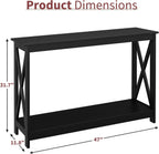 ZenStyle Sofa Side Console Table with 2 Storage Shelves Narrow Accent Table for Entryway/Hallway/Living Room, 46.9in L x 11.8in W x 31.7in H, Black