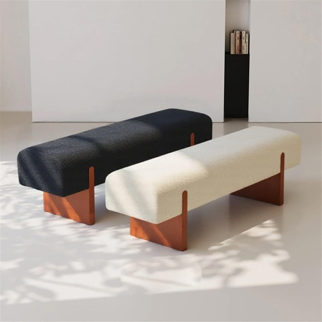Modern Wooden Bed end Bench Dining Table Upholstered Shoe Changing Dressing Room Rest Area Entryway(XS)