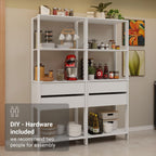 Madesa Kitchen Pantry Storage Rack with 4 Drawers and 6 Open Shelves 55" L Multiuse Modular Cabinet for Kitchen Organization - White