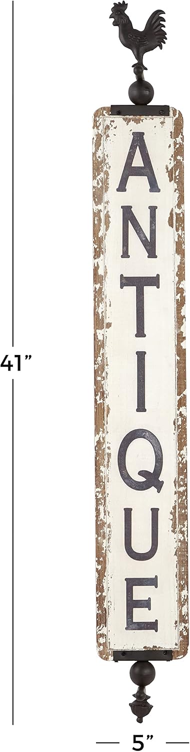 Deco 79 Wall Decor, 4" L x 8" W x 40" H, White