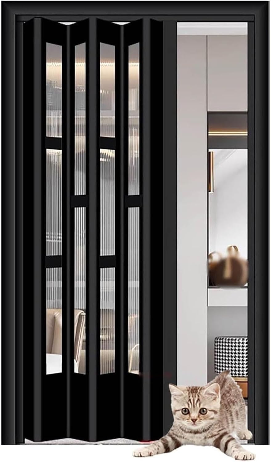 Soundproof Accordion Door - 80 85 90 95 inch Tall Retractable Interior Folding Door for Doorway, Closet, Bedrooms, Space Saving(40x90in(101x229cm))