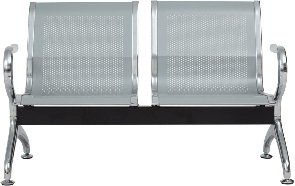ide·o Airport Business Reception Hospital Chairs - Waiting Room Chair with Mesh Arms Reception Guest Chair for Salon Business Office Airport Hospital Bank Conference Room (2-Seat, Sliver-Mesh)