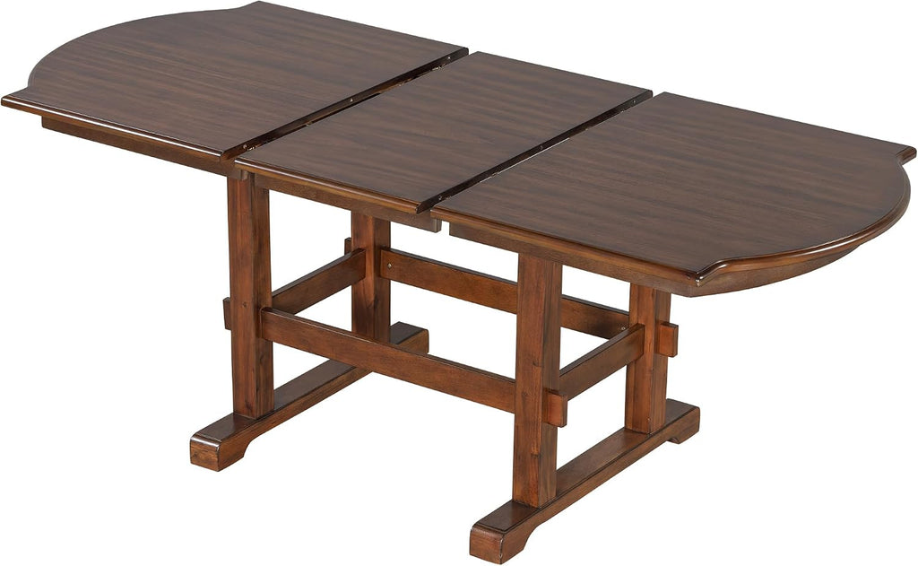 6-Piece Traditional Dining Table Set, 78" Extendable Wood Table with 18" Removable Leaf, 4 Upholstered Dining Chairs & 1 Bench, Espresso & Beige