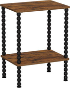 YINMIT End Table,2-Tier Small Side Table with Open Storage Shelf | Night Stand,Metal Spindle Legs,Round Curve Corner,Living Room,Bedroom,Office,Small Spaces