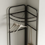 corner coat rack,corner clothing rack with 6 hooks and storage shelf,metal clothes rack coat stand for Entryway, Bedroom
