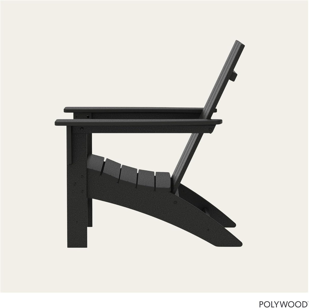 POLYWOOD Modern Adirondack Chair – All-Weather Outdoor Lawn Adirondack Chairs – HDPE, Fade-Resistant & Durable Outdoor Furniture – For Patio, Deck & Fire Pit Chairs – Black