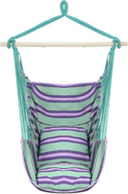 Galvanized Pipe Cut 130 * 100cm Green Strip Polyester Cotton Cushion Hanging Chair with 2pcs Cushion