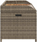 Storage Bench Grey and Brown Poly Rattan and Solid Acacia Wood, 39 Inch Rectangular Outdoor Deck Box with Gas Spring Lid for Garden Patio Balcony, Seating for 2 People