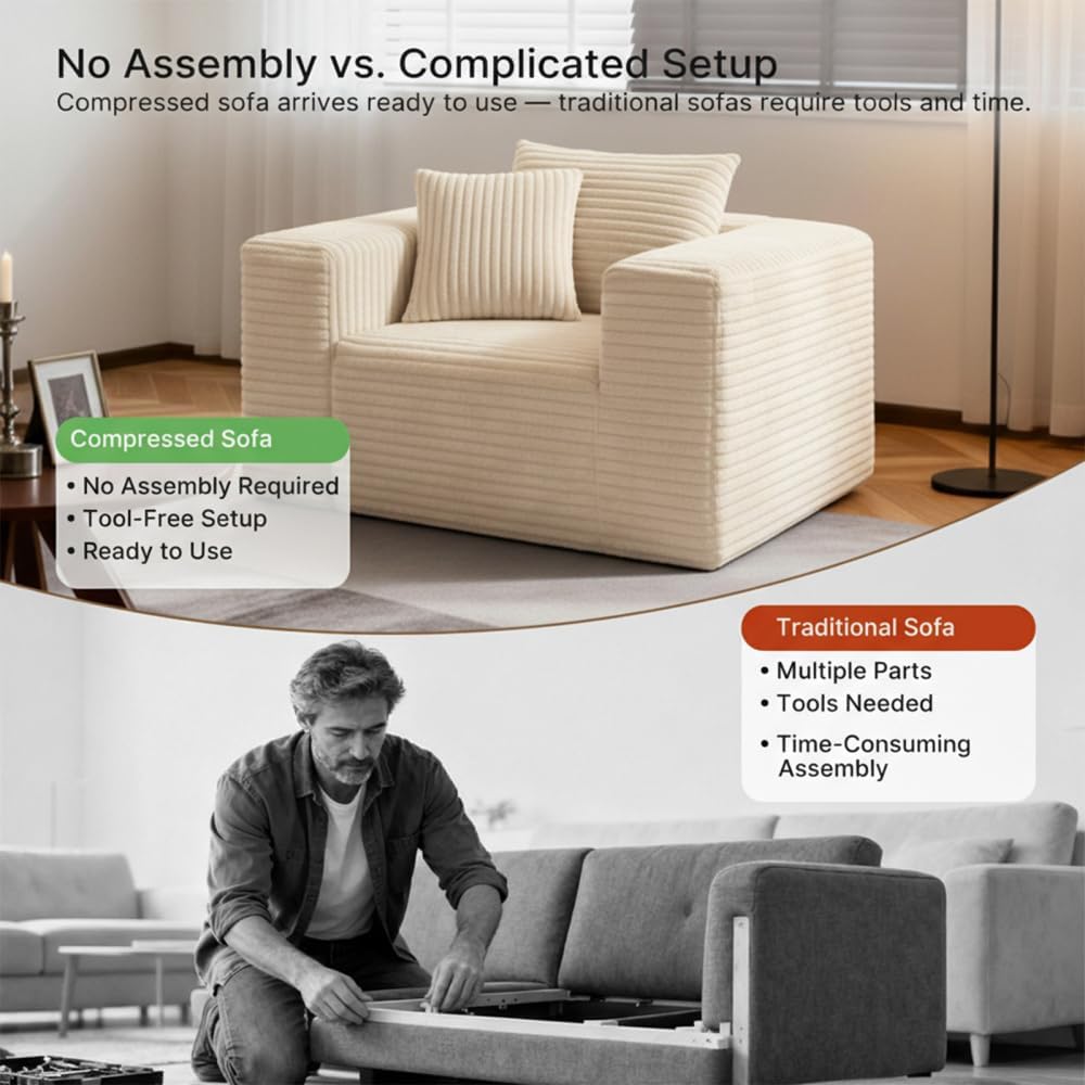 Boneless Sofa Chair Memory Foam Reading Couch with Pillow Floor Lounger No Assembly