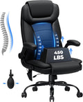HOFFREE Executive Office Chair with Adjustable Lumbar Support,450lbs Heavy Duty Big & Tall PU Leather Ergonomic Desk Chair with Flip-up Armrests, Comfy Computer Chair for Home Office,Black